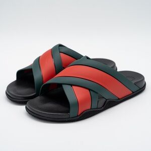 size 37EU 7 US Gucci Web Slides Strap Red Green Black Cross Sandals